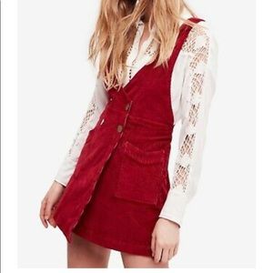Free People corduroy double button jumper dress